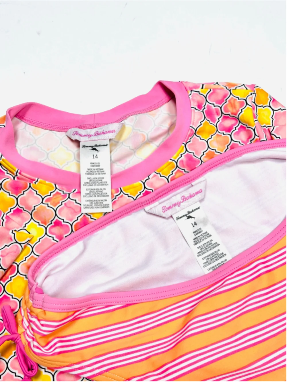 Tommy Bahama Girls Bikini Swimsuit Size 14 Pink Orange